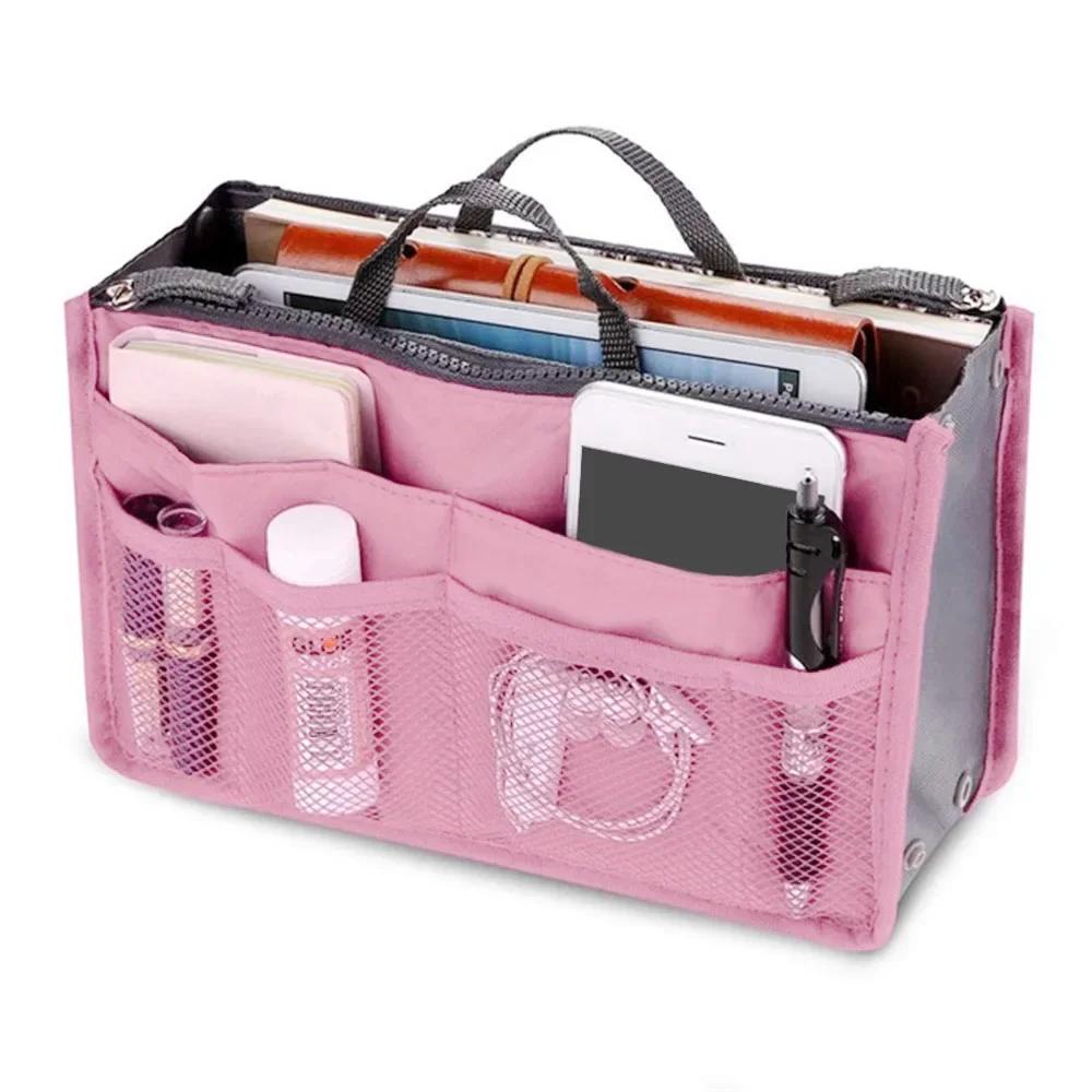 Large Capacity Handbag Organizer Nylon Multiple Pockets Purse Organizer Men Women Outdoor Travel Insert Compartment Tote Bag