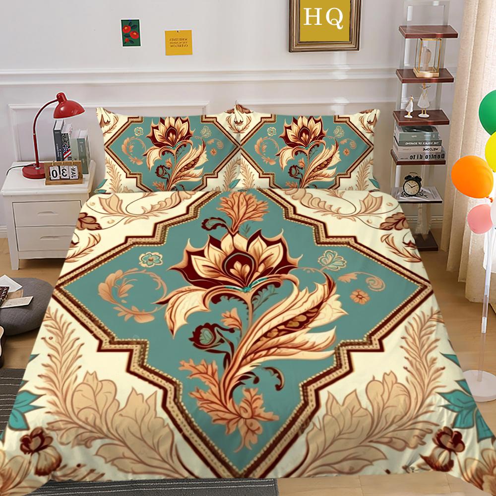 Set Biancheria da Letto Colorato Stampa Fiori 3D King Size Set Copripiumino Donna Set Letto in Poliestere Copri