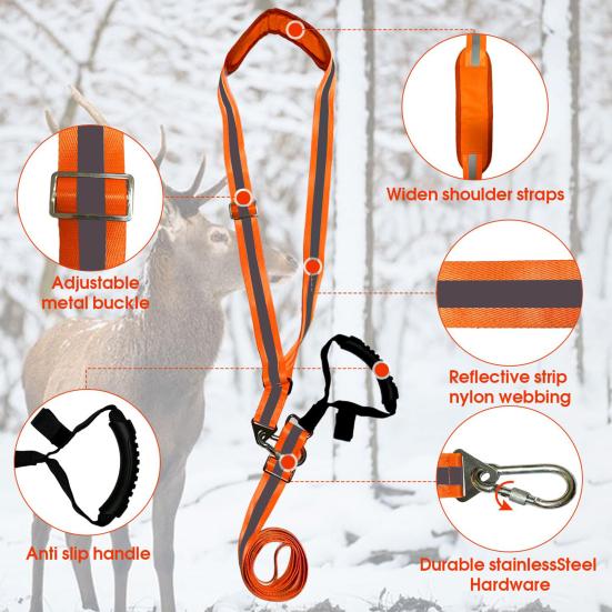 Hirsch Zuggurt Einfach zu Bedienen Schwerlast Reflektierend Verstellbar Hirschgeschirr Leine