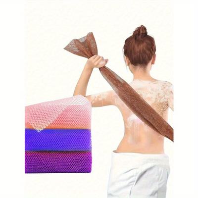 1pc Africa Mesh Long Bath Sponge Exfoliating Shower Body Back Wash Microfiber Nylon Strip Scrub Towel For Daily Use