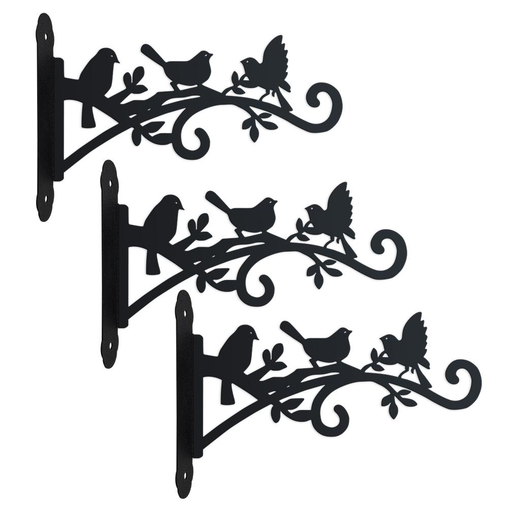 Wall-Mounted Plant Hanger with Bird & Leaf Design - Heavy-Duty, Easy-to-Install Hook for Outdoor Flower Baskets