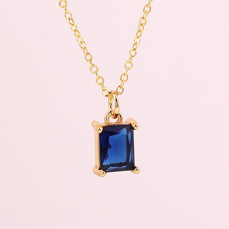 

Good Quality Square Zircon Necklace 18K Gold Plated Red/Green Cubic CZ Pendant Colorful,Minimalist Layering Neck Jewelry