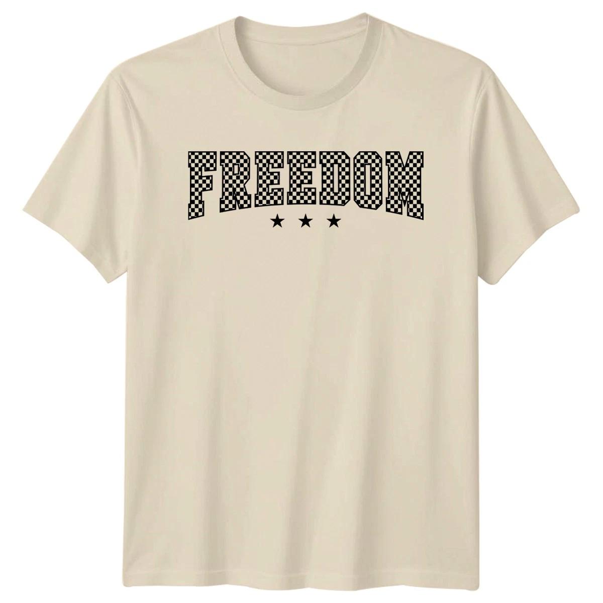 Freedom Message Graphic Text Checkerboard Mens T Shirt Womens Tee Unisex Top XXL