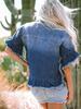 Frühling/Sommer 2025 Damen Europäisch-Amerikanische Gradient Ausgefranste Jeansjacke - Einreihig, Mehrknöpfig, Locker Geschnittenes Mode-Oberteil