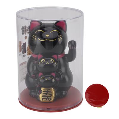 4.5in Solar Powered Smiling Cat Ornament Automatic Hand Waving Fortune Cat Ornament for Car Desktop