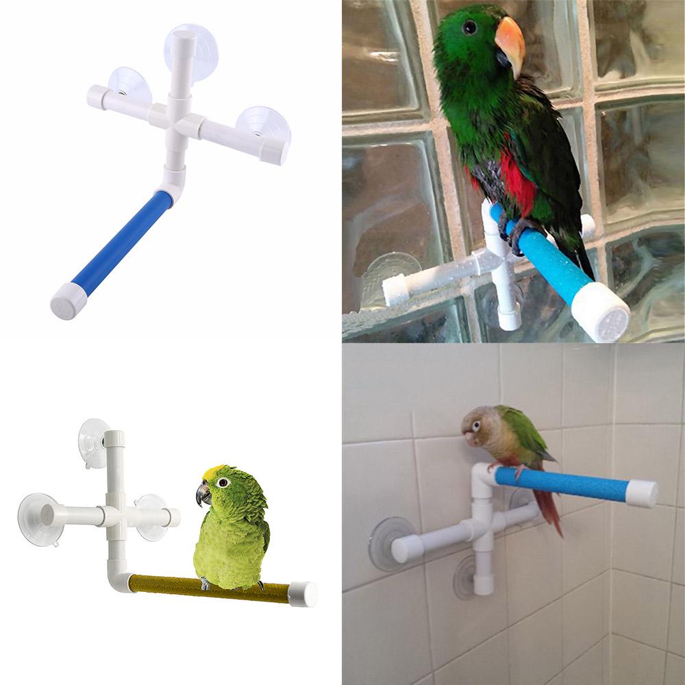 Suction Cup Plastic Parrot Shower Stand Rack Bird Standing Bath Perch
