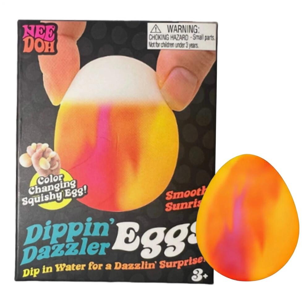 (soft Sunrise) NeeDoh Dippin Dazzler Egg Squishy Toy Squeeze Color Changing Egg Easter Toy