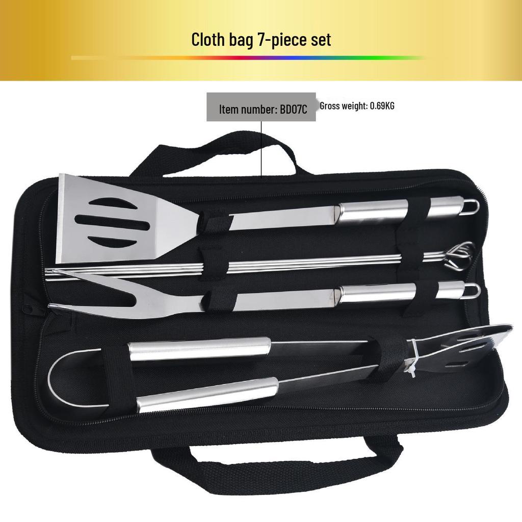 Outdoor BBQ Stainless Steel Tool Set: Knife, Fork, and Spatula