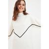 Ecru Stripe Piping Detailed Knitwear Sweater Tctaw22ak0002
