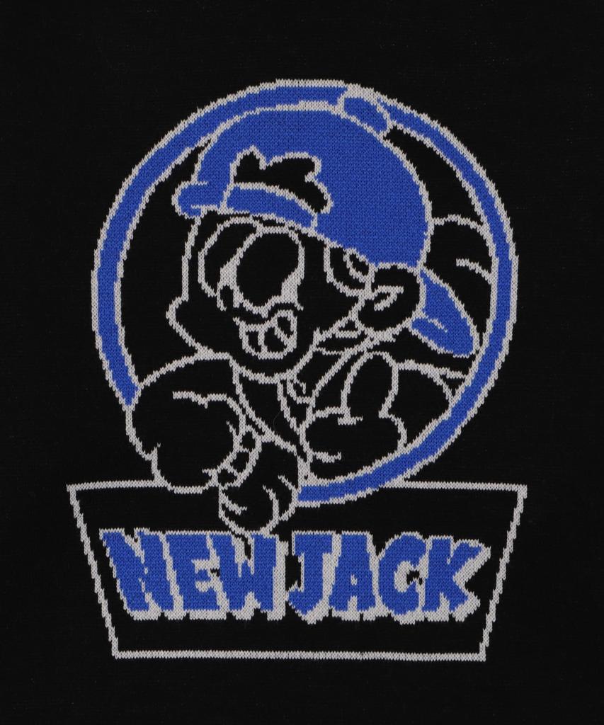 WEGO New Jack Jacquard Knit Pullover Oversized Casual Size Black Men's Top, Unisex, Silhouette, Spring/Autumn/Winter Streetwear, Gift, L,