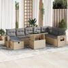 VidaXL Garden Lounge Set with Cushions 9 Pcs Beige Braided Resin 3327879