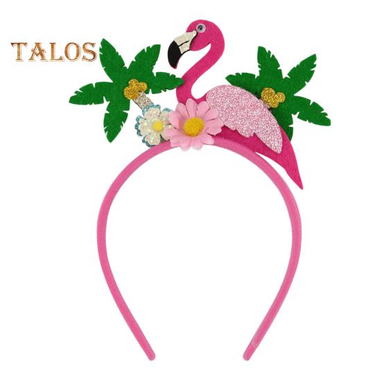 Summer Hawaiian Luau Headbands Palm Tree Flamingo Felt Beach Party Hair Accessory for Tropical Theme Party Supplies