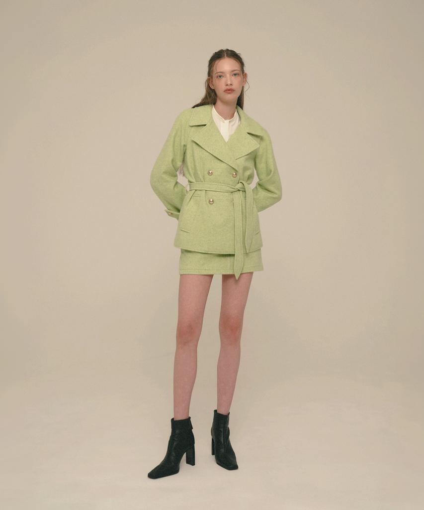 Aiseugadeuneiogongpal Herringbone Wool Blended Mini Skirt