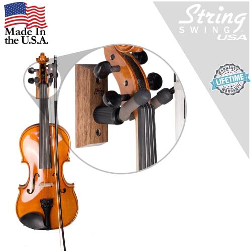 String Swing - CC01V-BW Hardwood Violin Wall Hanger for Home & Studio Use - Black Walnut