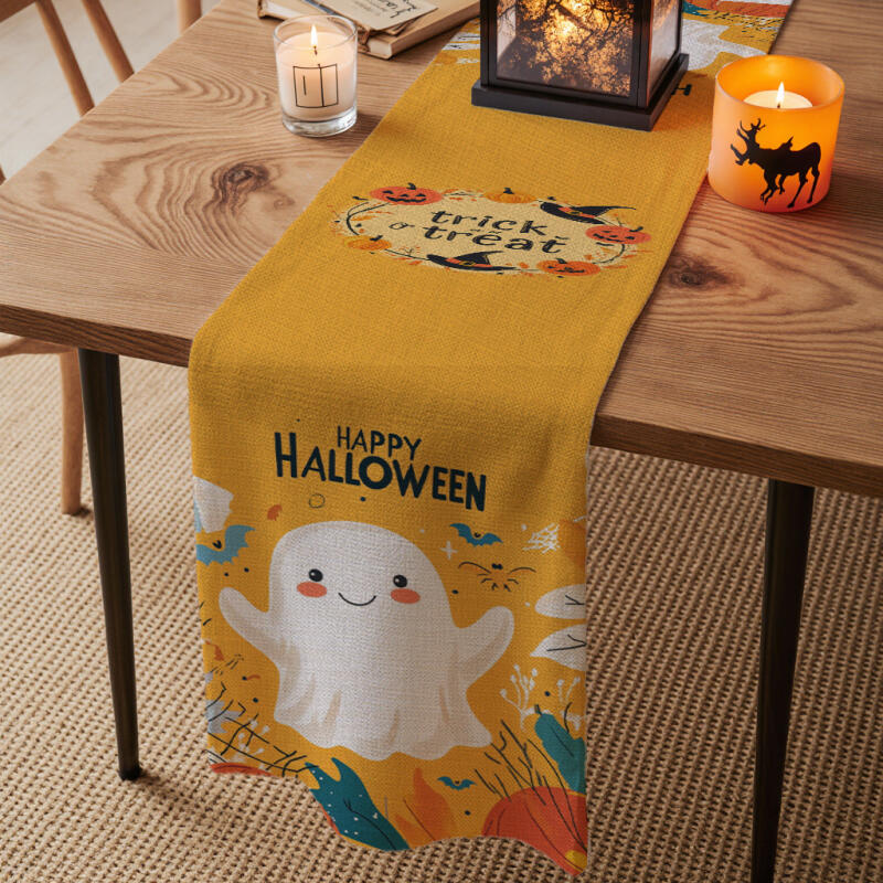 New Halloween Linen Tablecloth Holiday Table Decorations Tablecloth, Placemat, Coffee Table Cover