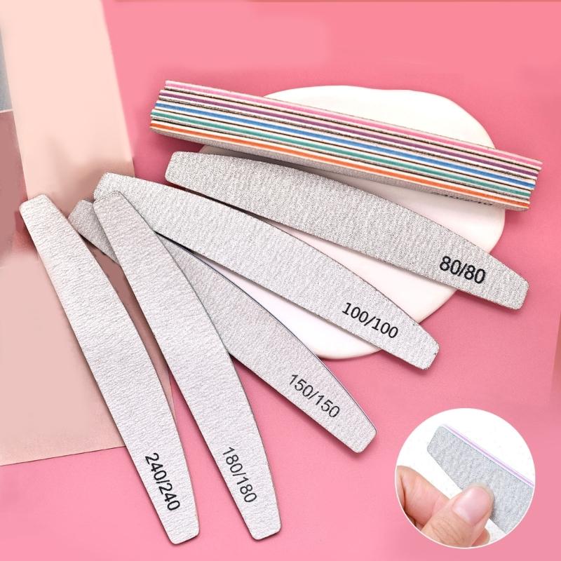 5Pcs/Lot Sharply Nail Buffing Blocks Double Sided Grit Sanding Sticks Half Moon Design Travel Friendly Nail Care Kit