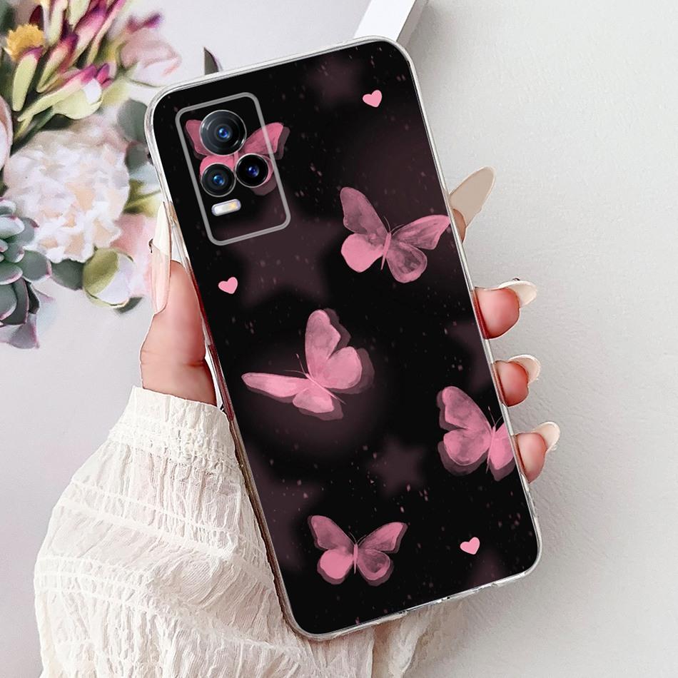 For Vivo V21e V2061 / V21 4G 5G V2050 V2066 Phone Case VivoV21e V 21 4G Elegant Floral Cat Printing Soft Silicone TPU Cases