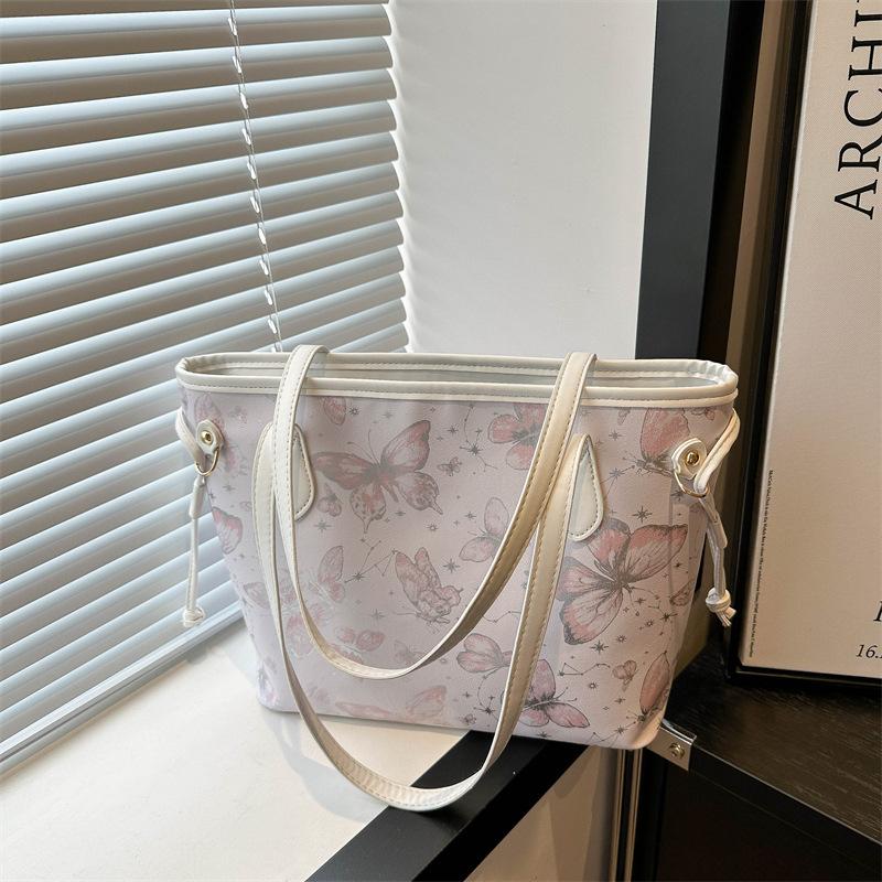 Premium Commuter Bag Women's Large-capacity Bag Class New Butterfly Fashion Versatile Casual College Student Shoulder Tote Bag