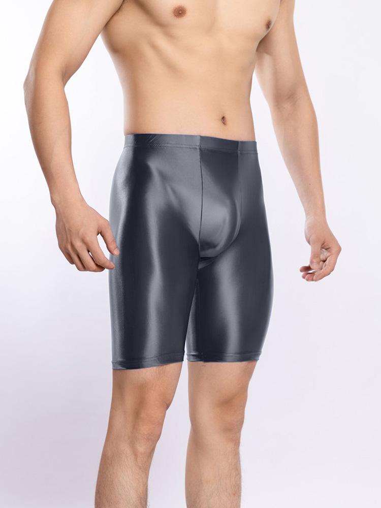Sexy pánské saténové hladké boxerky Gym legíny Cukrová barva Spodní prádlo Šortky Kalhotky Vysoká elasticita Fitness kalhoty Tvarovací prádlo