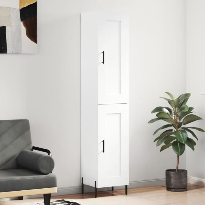 VidaXL Buffet haut Blanc 34,5x34x180 cm Bois d'ingénierie 3200457