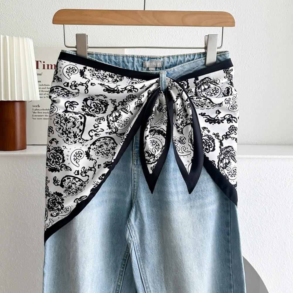 Sciarpa di Seta Raso Moda Stile Letterario Stile Etnico Sciarpa da Vita da Donna Accessorio Versatile Accessorio per la Vita dei Jeans Vita dei Jeans