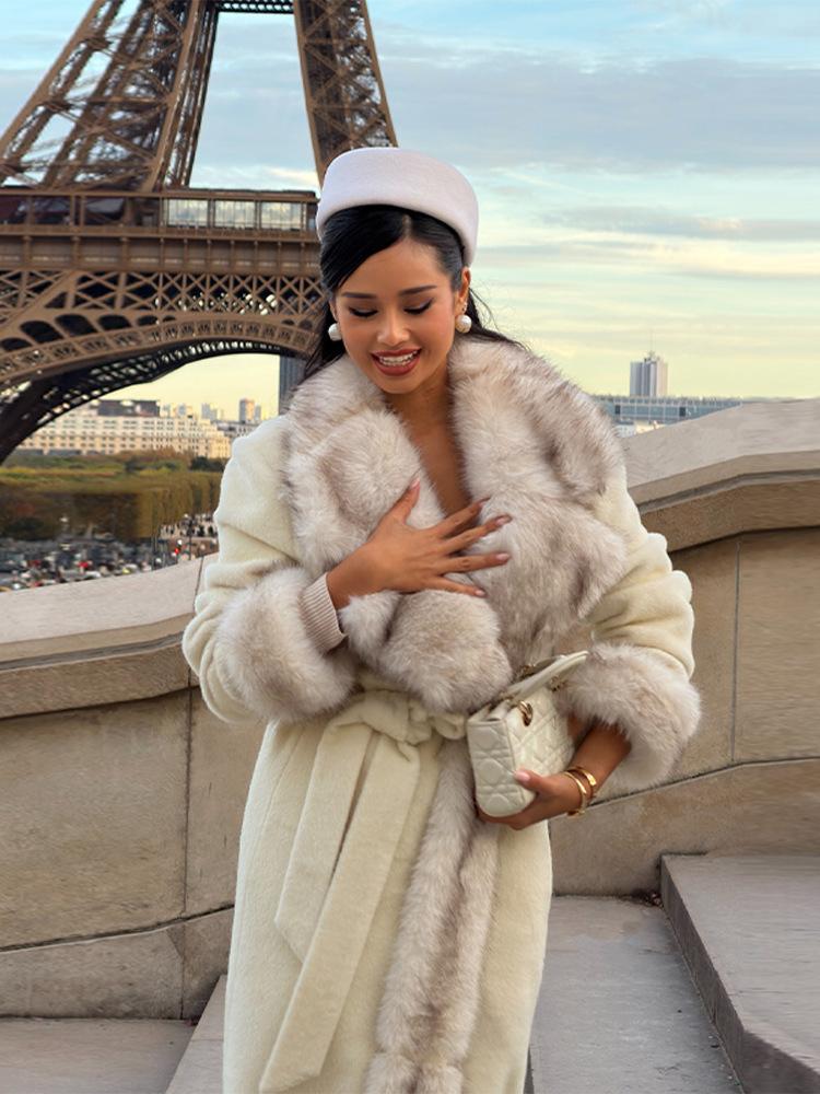 European and American artificial fur jacket extended spliced women's coat