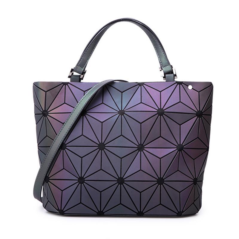 Women Holographic Geometric Luminous Messenger Bag 3 Piece Set Fashion Shoulder Handbag And Tote