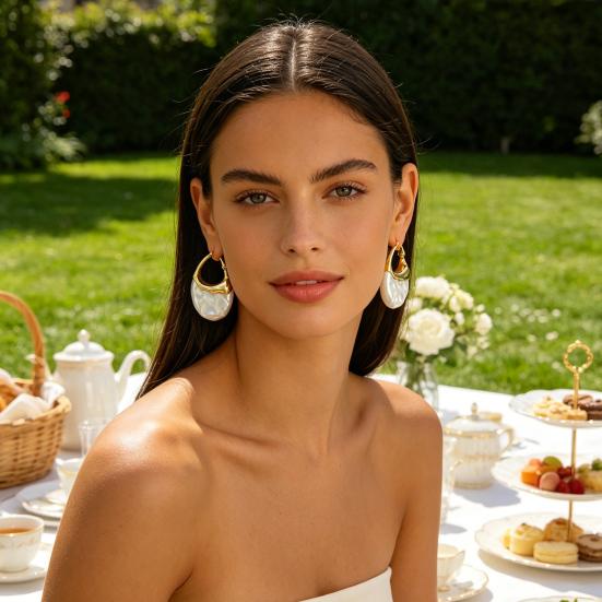 1 Pair Women Earrings Imitation Pearls Inlaid Drop Earrings with Ear Loop Daily Wear Party Dance Jewelry Gift