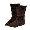 Middle Heel Pointed Head Thousand Gold Wind Fashion Boots European High Mercerized Cow Anti-velvet Stacking Boots Lazy Folded Short Boots