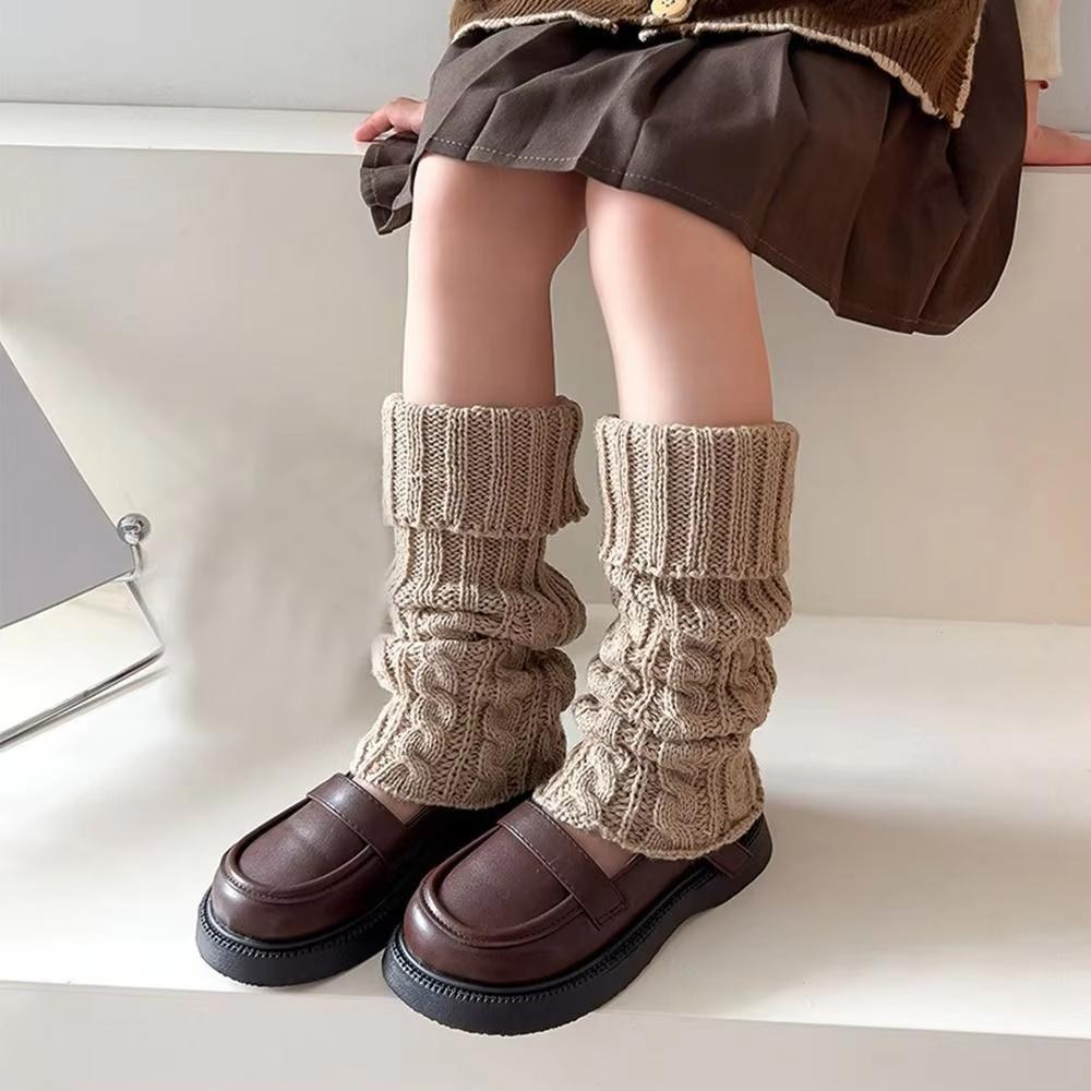 Scaldamuscoli per bambini, calzini lavorati a maglia intrecciati Lolitas, copripiedi caldi per bambine, calzini carini e dolci, calze lunghe
