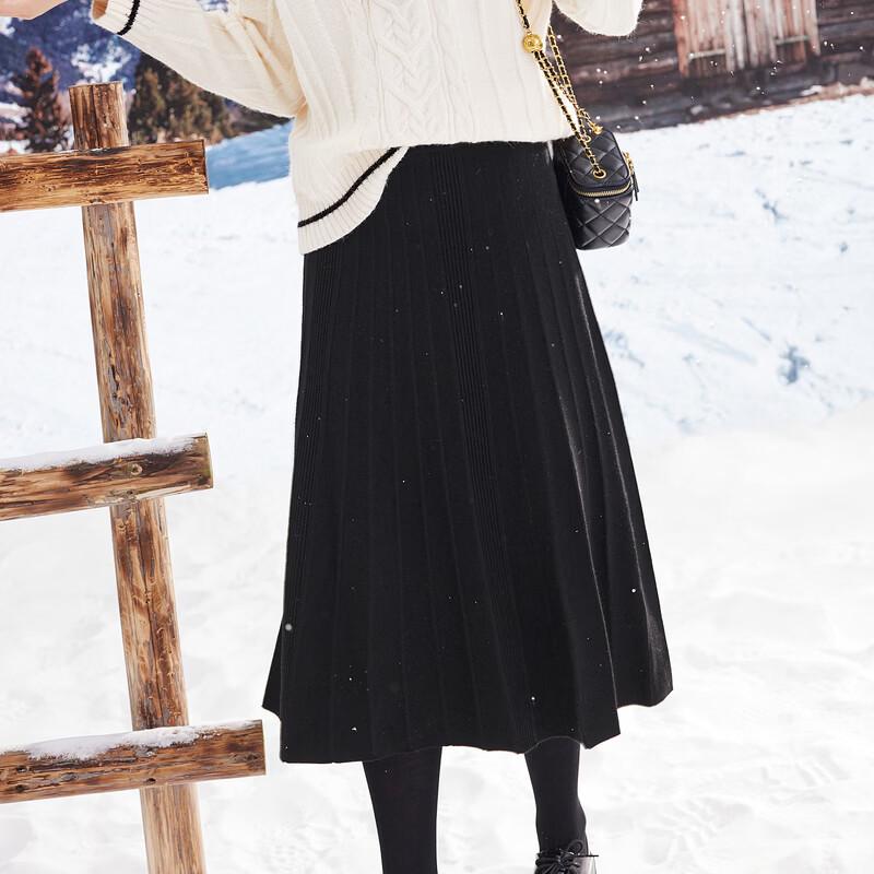 Betu Women's Pleated A-line Knit Skirt