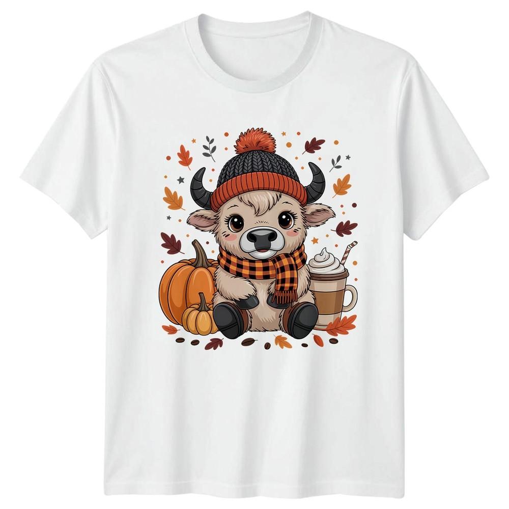 Cute Baby Cow Autumn Leaves TShirt Farm Animal Fall For Him And Her S