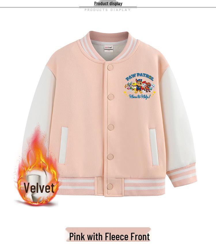 Paw Patrol Kids' Spring & Autumn Jackets: 2024 Thickened Baseball & Fleece Cardigan for Boys and Girls