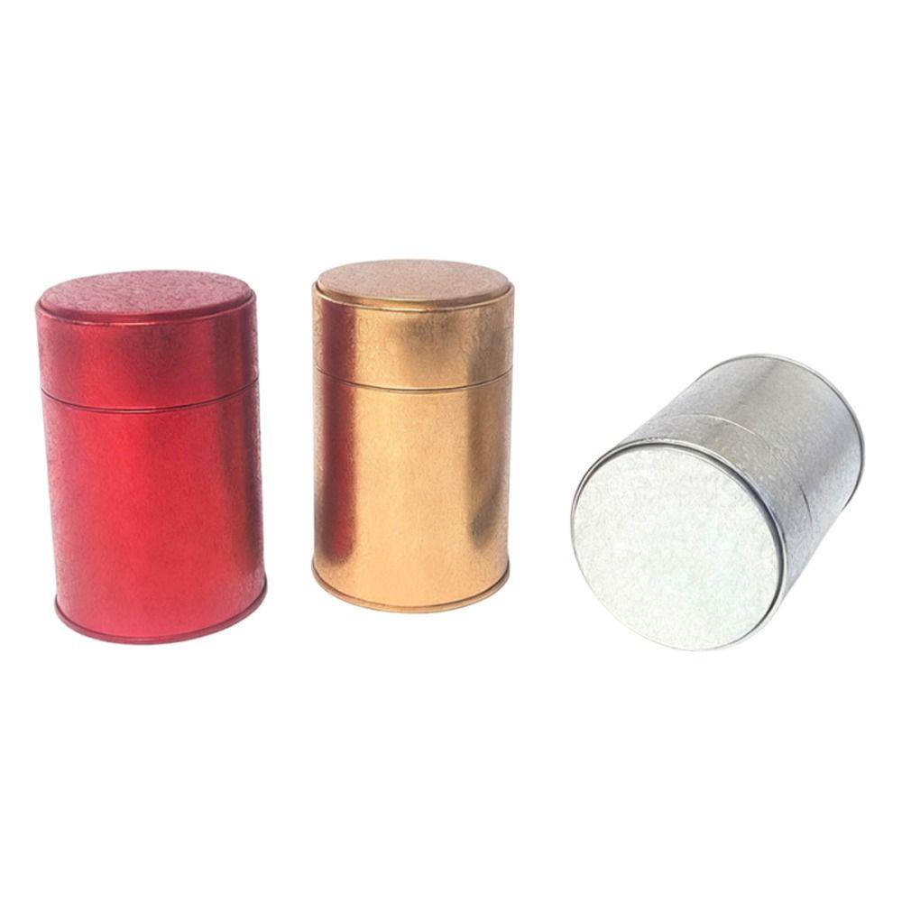 Circular Shape Tea Jar Stainless Steel Iron Can Ice Cracks Pattern Metal Box  Tea Storage