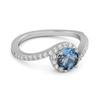 London Blue Topaz Halo Twist Pave Band Ring - 925 Sterling Silver
