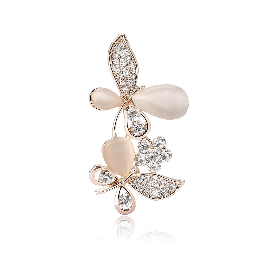 Creative Alloy Rhinestone Opal Butterfly Brooch Fashion Simple Women'S Clothing Brooch Ornament Pin