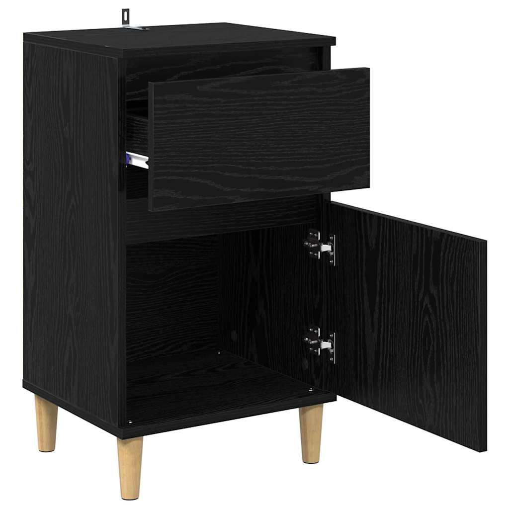Nightstand Black Oak Effect 40 x 35 x 70 cm Wood Based Material