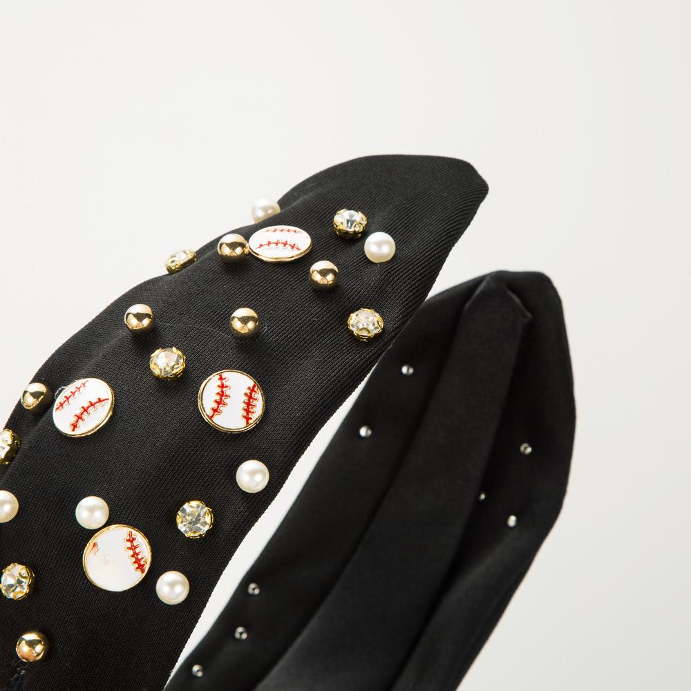 Heming Pearl-Decorated Baseball Headband: Fashionable Wide-Brim Fabric Hair Accessory