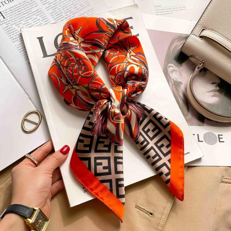 Elegant Silk-Like Square Scarf Women Korean Style Print Neck Lightweight 70x70cm Nylon Fashion Accessory