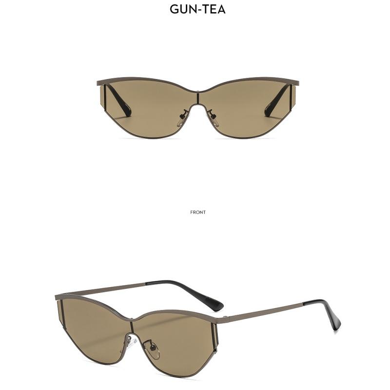 Lunettes de soleil pour femmes, lunettes de soleil de mode en métal monobloc pour hommes et femmes