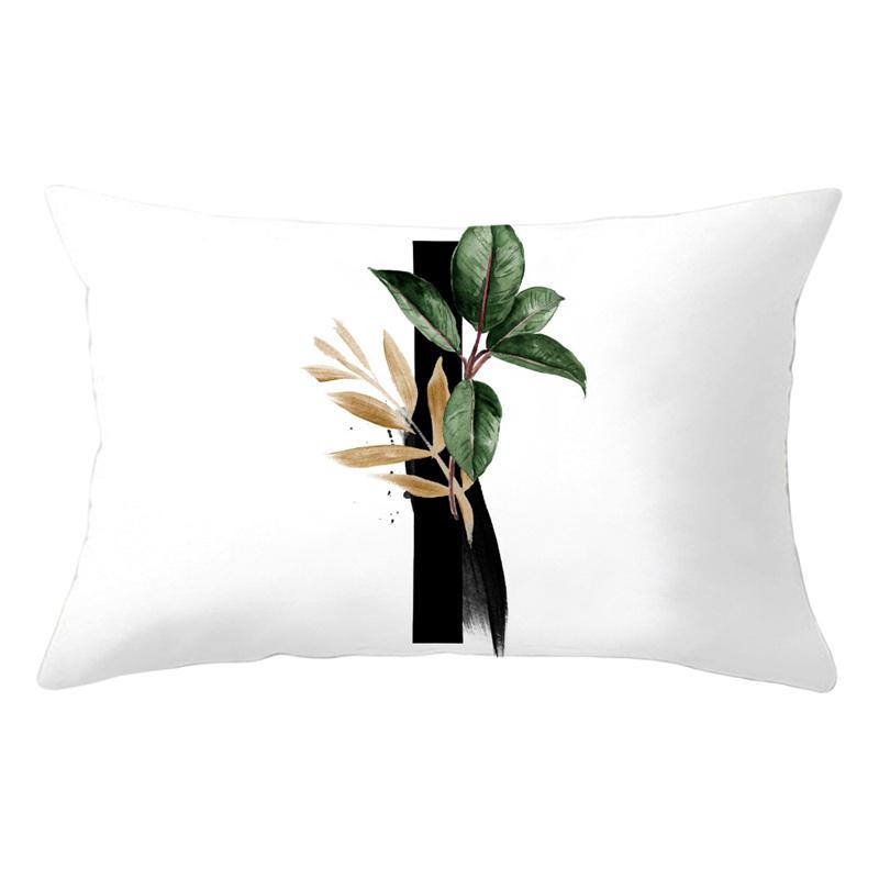 30x50cm 26 Letters Polyester Pillowcase Green Leaves Plant Cushion Cover Living Room Home Decoration Car Waist Throw Pillow Case