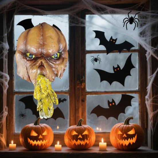Zombie Head Halloween Decoration Resin Scary Severed Blood Head with Movable Tongue for Halloween Party Indoor Outdoor Bar Haunted House Decor