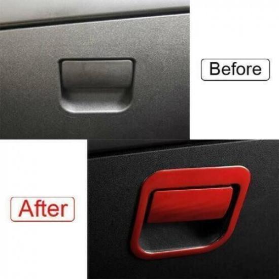 For Chevrolet Equinox 2018-2023 Red Steel Co-Pilot Storage Box Handle Cover Trim
