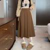 Plus Size Women's Korean Wool Flare Umbrella Skirt - High Waist A-Line for Autumn/Winter