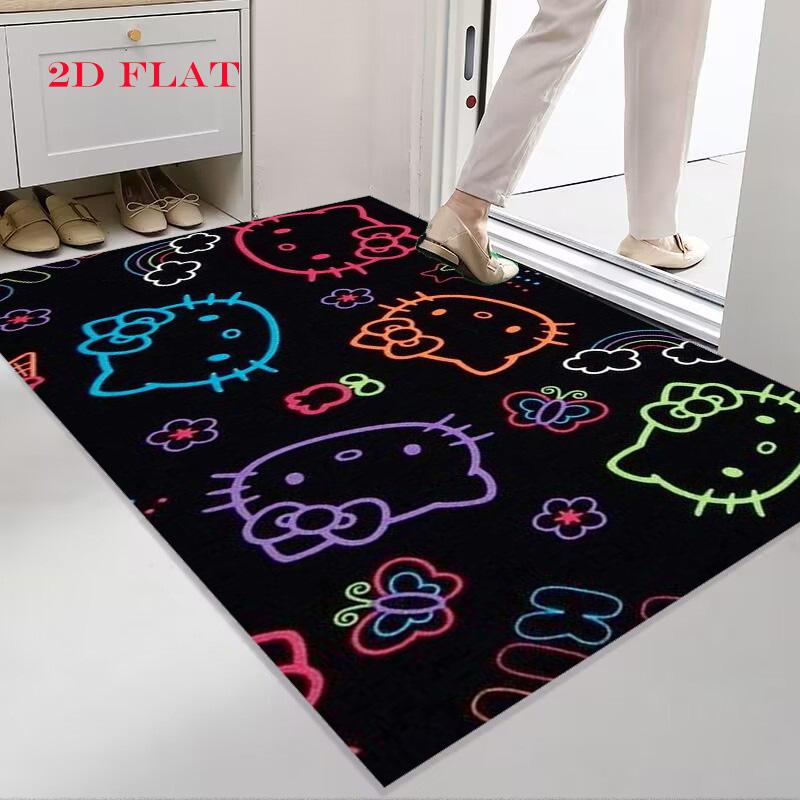 Hello Kitty Neon Stripes carpet Camping Trip Suitable For All Seasons Nap carpet Outdoor Plush carpet Bedroom