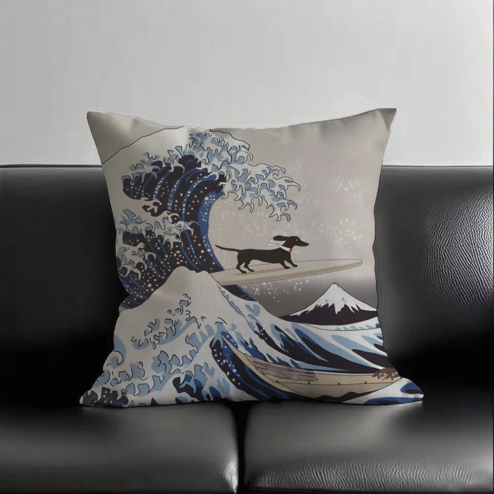 1pc The Great Wave Of Kanagawa Hokusai Pillow Case Square Bedroom Sofa Leisure Comfort Cushion Car Living Room Home Decoration