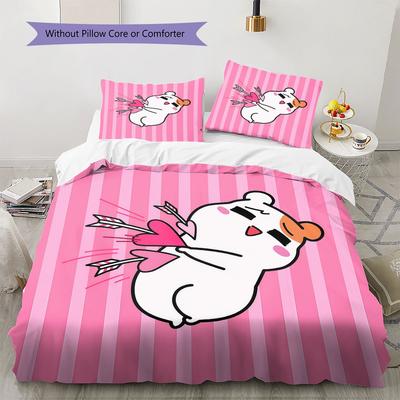 Oruchuban Ebichu Pattern Bedding Quilt Set Quilt Cover Pillowcase Home Decoration Birthday Gift (1 * Duvet Cover + 2 * Pillowcase, Without Core)