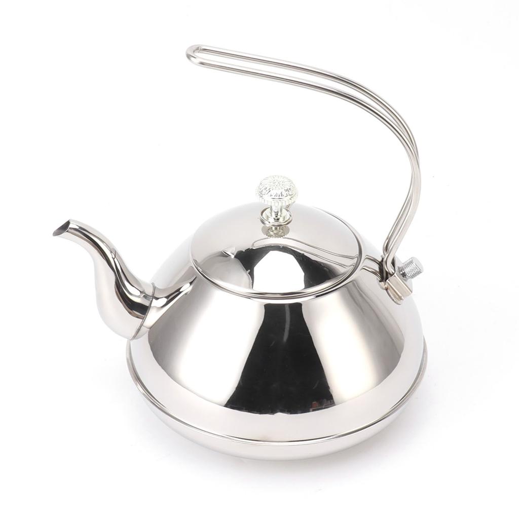Stainless Steel Teapot Large Capacity Stovetop Kettle with Filter for Home Camping 1.5L Silver