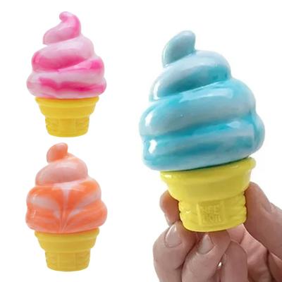Mini Ice Cream Cone Squeeze Toy Cute TPR Stress Relief Fidget for Kids Adults Soft Slow-Rising Decompression Gadget for Anxiety