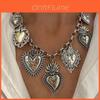 Vintage Inspired Silver Heart Pendant Necklace With Unique Geometric Design For Women